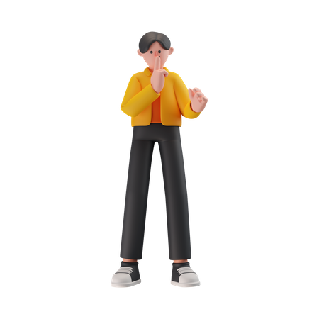 Man Showing Silence Gesture  3D Illustration