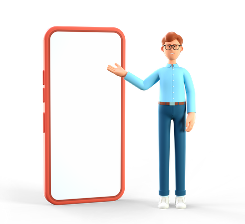 Man showing smartphone  3D Illustration