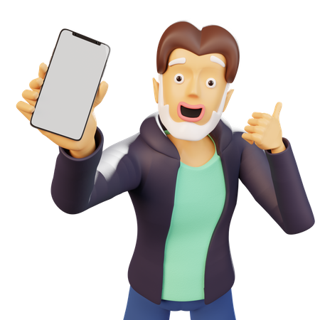 Man Showing Smartphone  3D Illustration