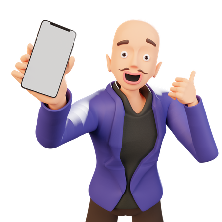 Man Showing Smartphone  3D Illustration