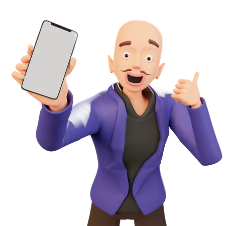 Man Showing Smartphone  3D Illustration