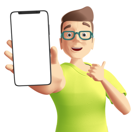 Man Showing Smartphone  3D Illustration