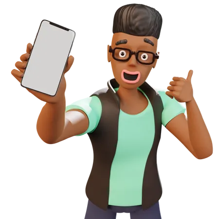 Man Showing Smartphone  3D Illustration