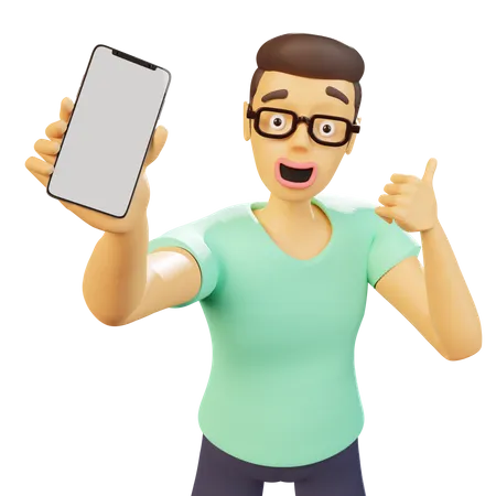 Man Showing Smartphone  3D Illustration