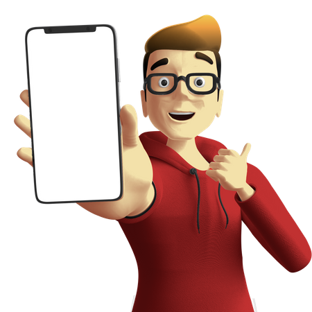 Man Showing Smartphone  3D Illustration