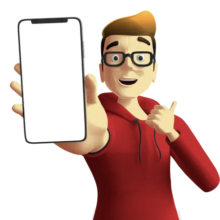 Man Showing Smartphone  3D Illustration