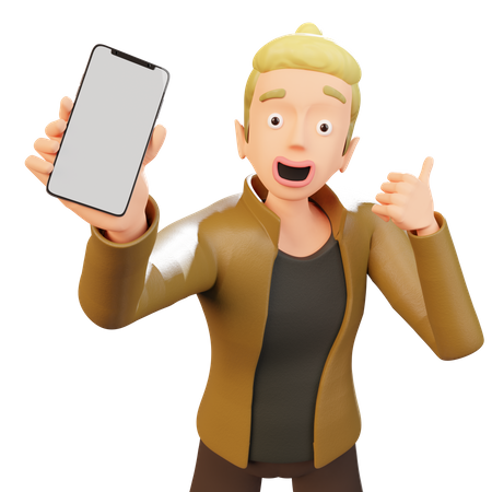 Man Showing Smartphone  3D Illustration