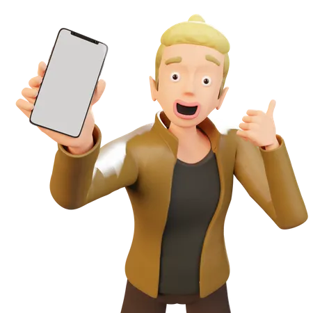 Man Showing Smartphone  3D Illustration