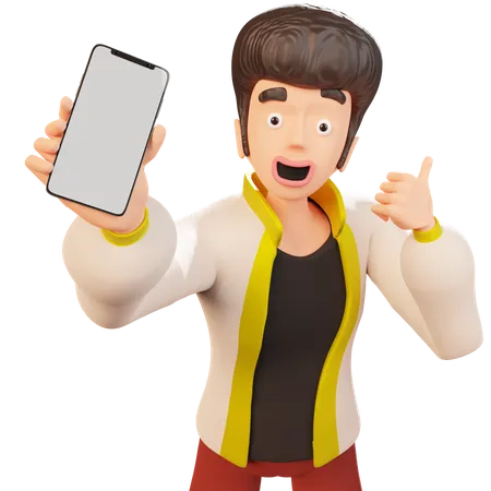 Man Showing Smartphone  3D Illustration