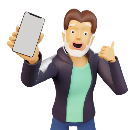 Man Showing Smartphone  3D Illustration