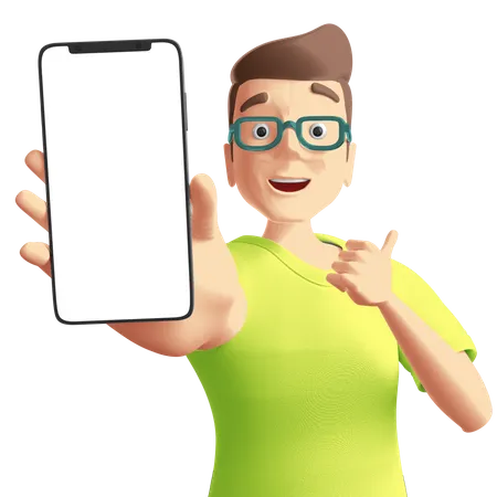 Man Showing Smartphone  3D Illustration