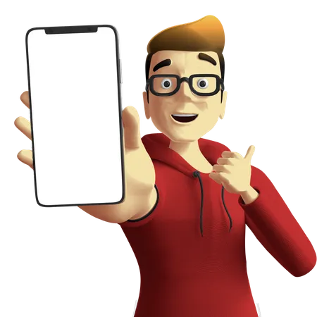 Man Showing Smartphone 3D Illustration