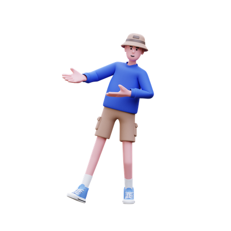 Man Showing Something Left  3D Illustration