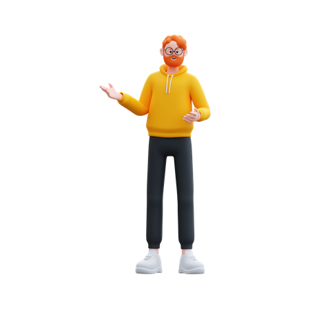 Man Showing something right side  3D Icon