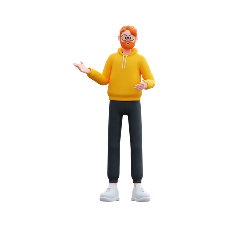Man Showing something right side  3D Illustration