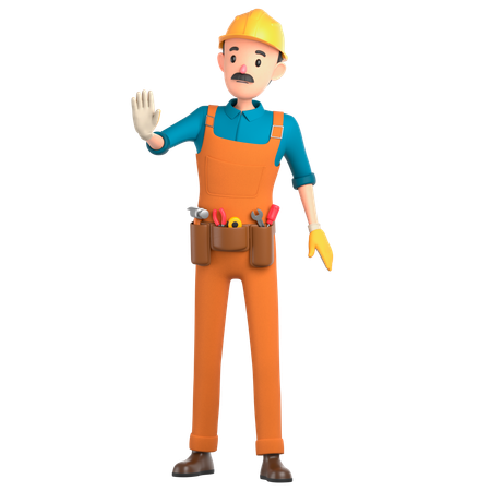Man Showing Stop Gesture  3D Icon