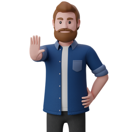 Man showing stop gesture  3D Icon