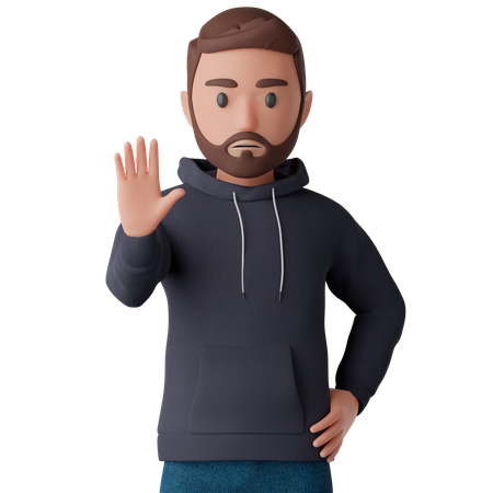Man showing stop gesture  3D Icon