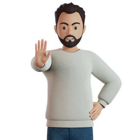 Man Showing Stop Gesture  3D Illustration