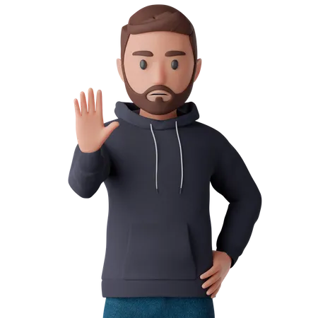 Man showing stop gesture  3D Illustration