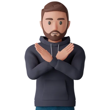 Man showing stop gesture  3D Illustration