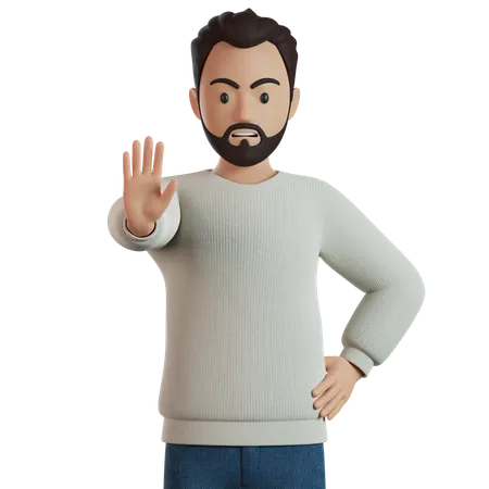 Man Showing Stop Gesture 3D Illustration