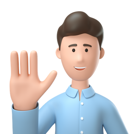 Man showing stop hand gesture  3D Icon