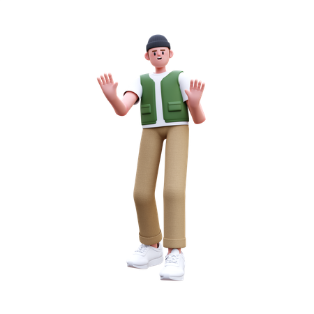 Man Showing Stop Hands  3D Illustration