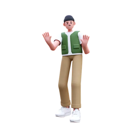 Man Showing Stop Hands  3D Illustration