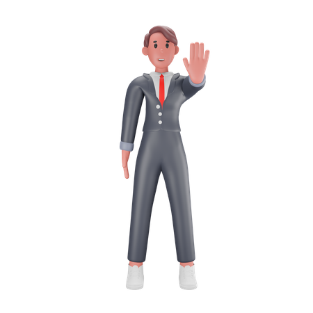 Man showing stop sign  3D Icon