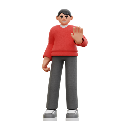 Man showing stop sign  3D Icon