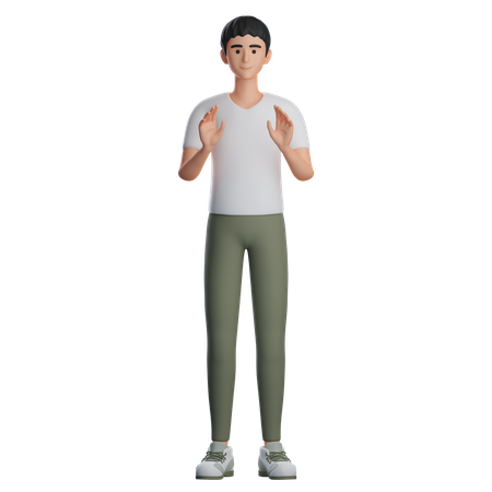 Man Showing Stop Sign  3D Icon