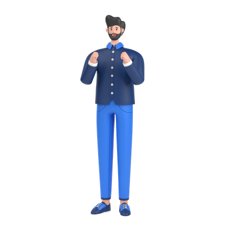 Man showing strength with fists  3D Illustration