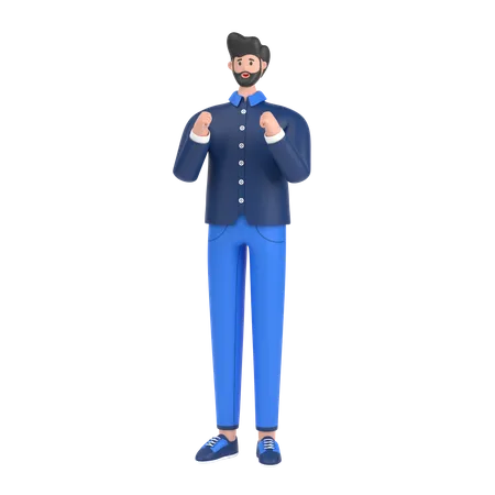 Man showing strength with fists  3D Illustration