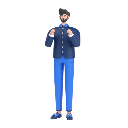 Man showing strength with fists 3D Illustration