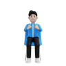 3d boy with fists hand gesture illustration