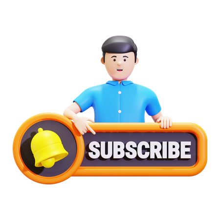 Man Showing Subscribe Button  3D Icon