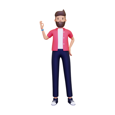 Man showing super hand gesture  3D Icon