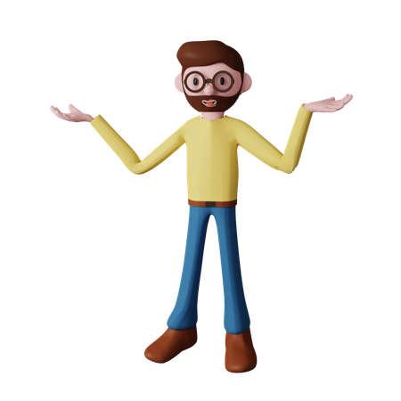 Man showing surprise expression  3D Illustration