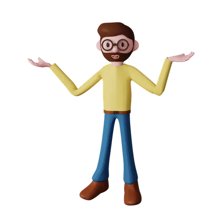 Man showing surprise expression  3D Illustration