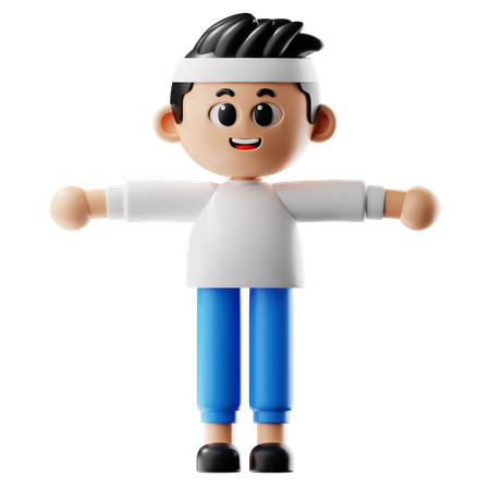 Man Showing T POSE  3D Illustration