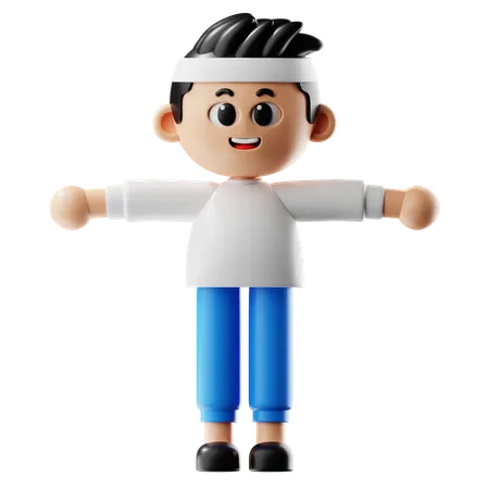 Man Showing T POSE  3D Illustration