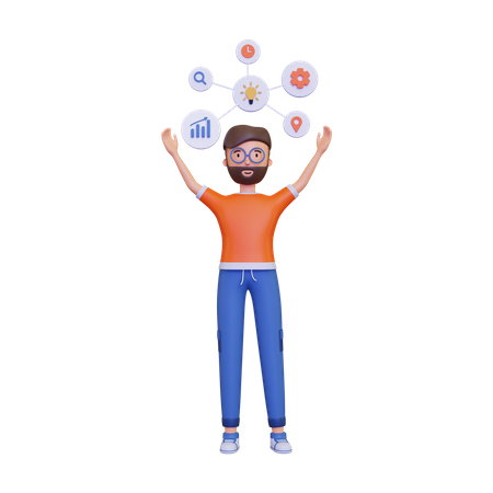 Man showing the mind map  3D Icon