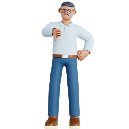 Man Showing Thumb Down  3D Illustration