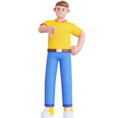 Man Showing Thumb Down  3D Illustration