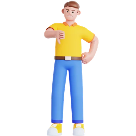 Man Showing Thumb Down  3D Illustration