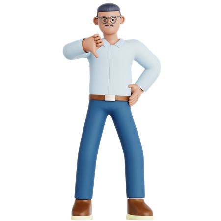 Man Showing Thumb Down  3D Illustration