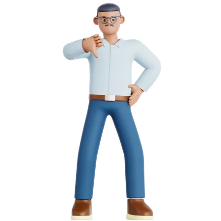 Man Showing Thumb Down  3D Illustration