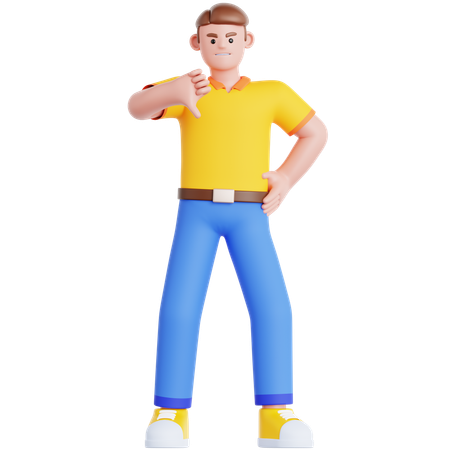 Man Showing Thumb Down  3D Illustration