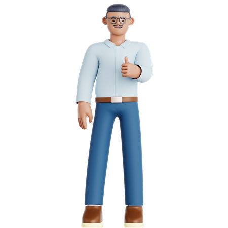 Man Showing Thumb Up  3D Illustration